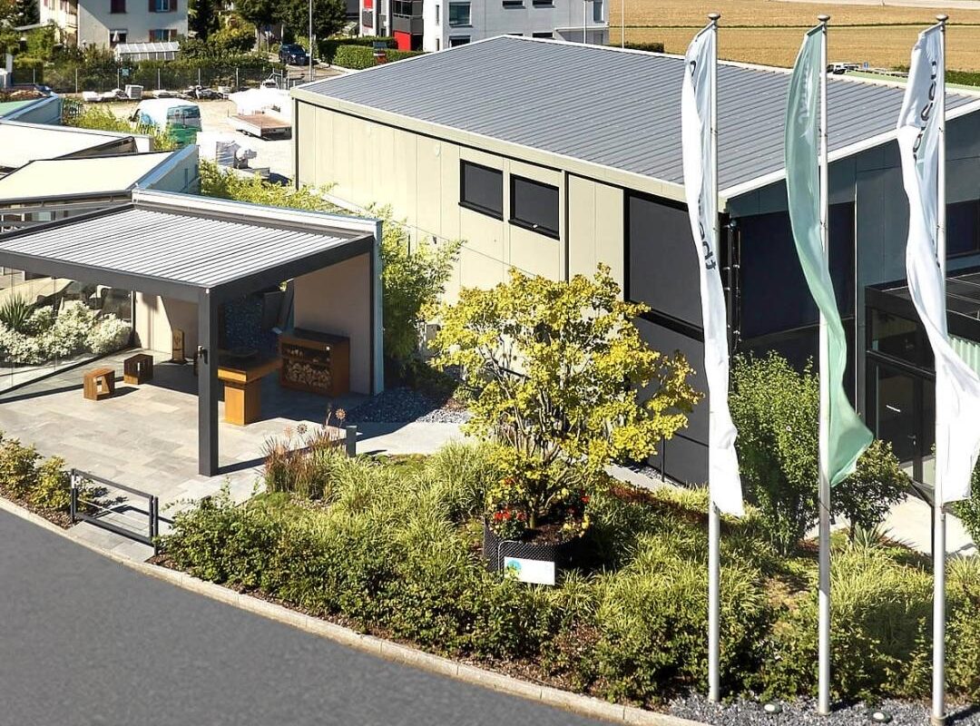 Aussenansicht des Thermogreen Kompetenzzentrum. Die Hauptausstellung in Oberglatt