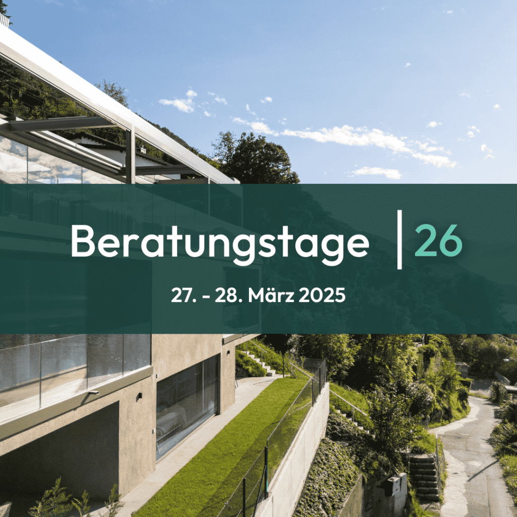 Terrassenüberdachung von Thermogreen mit Hinweis auf Beratungstage am 27. und 28. März 2026 in Oberglatt